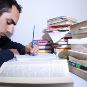 Person studying with textbooks